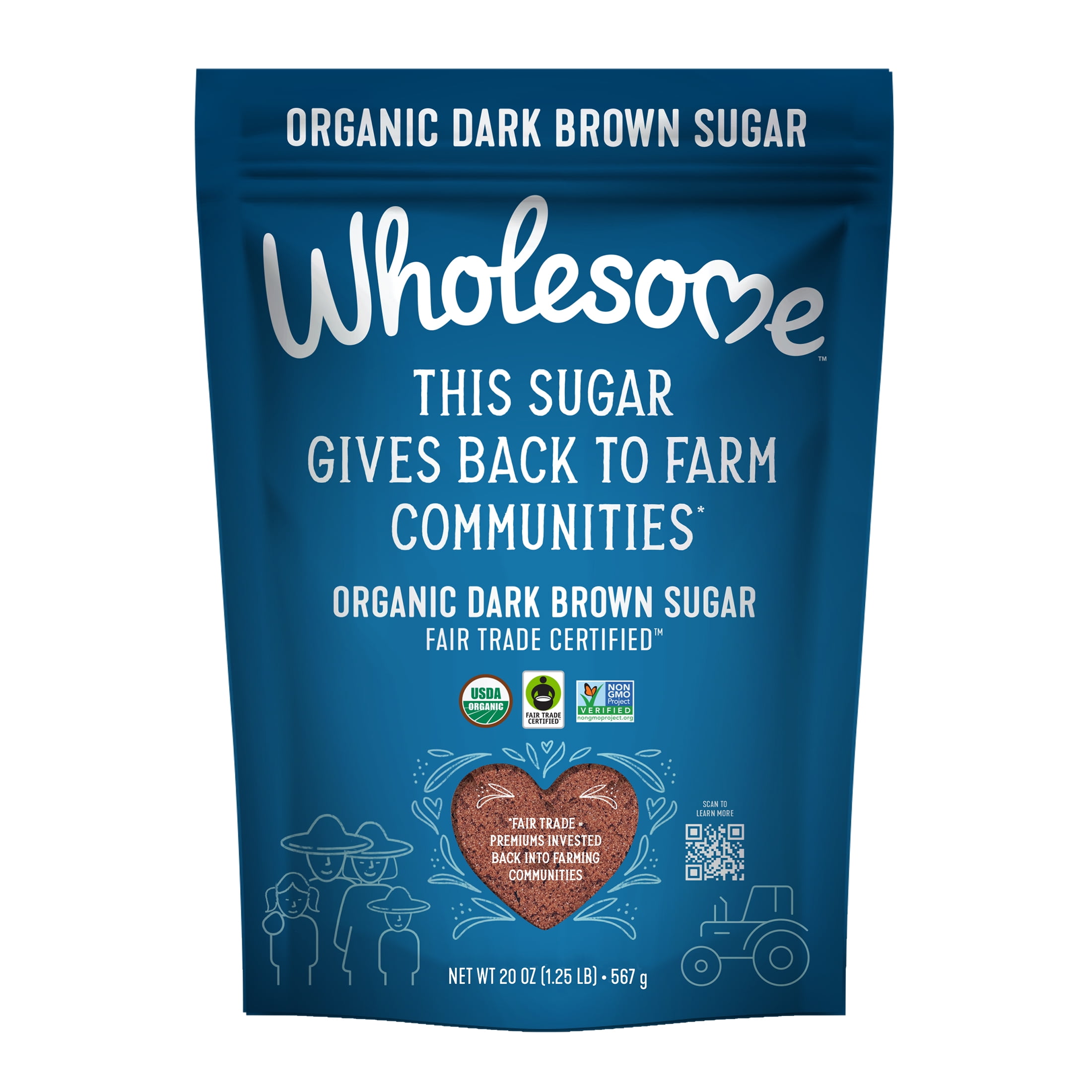 Wholesome Organic Fair Trade Dark Brown Sugar, 20oz Resealable