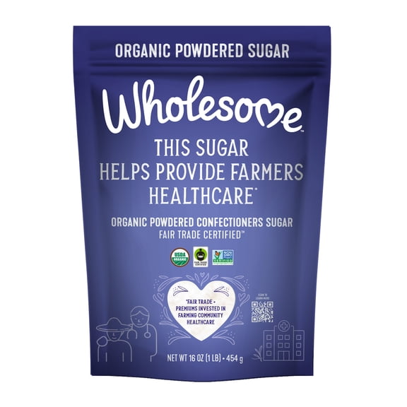 Wholesome Organic Powdered Confectioners Sugar, Fair Trade, Corn-Free, 16 oz Pouch