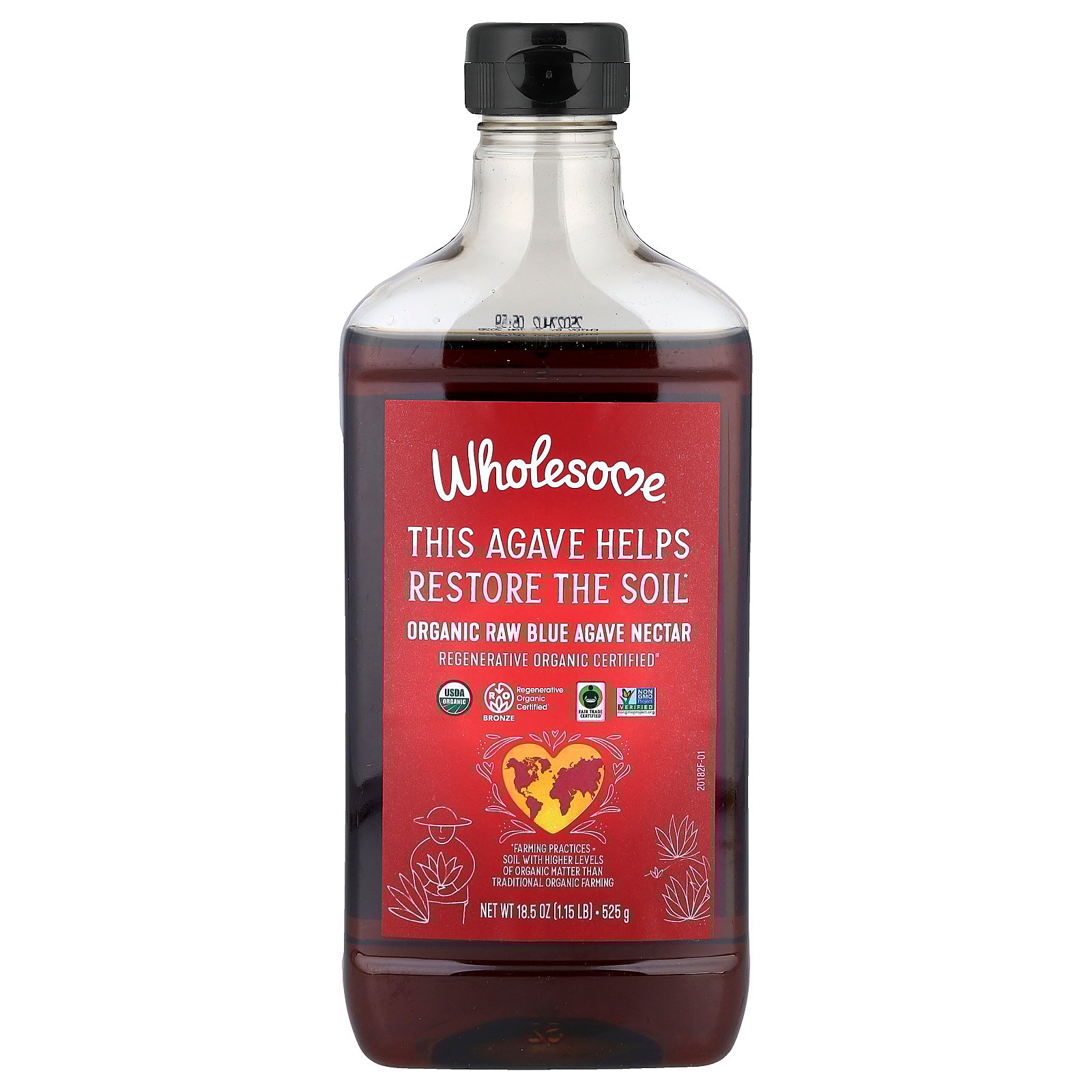 Wholesome Sweeteners Organic Raw Blue Agave Nectar, 18.5 oz (525 g)