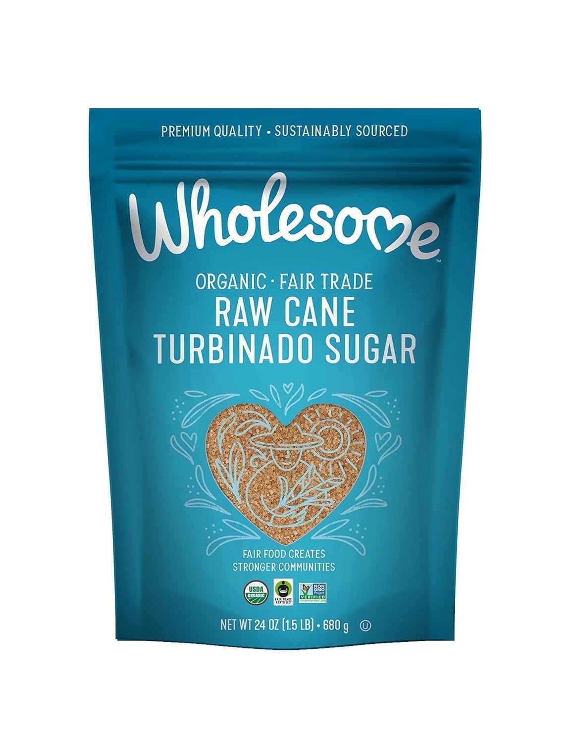 Wholesome Organic Raw Cane Turbinado Sugar -- 1.5 lbs Pack of 4