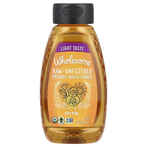 Wholesome Organic Raw Unfiltered White Honey -- 16 oz Pack of 3