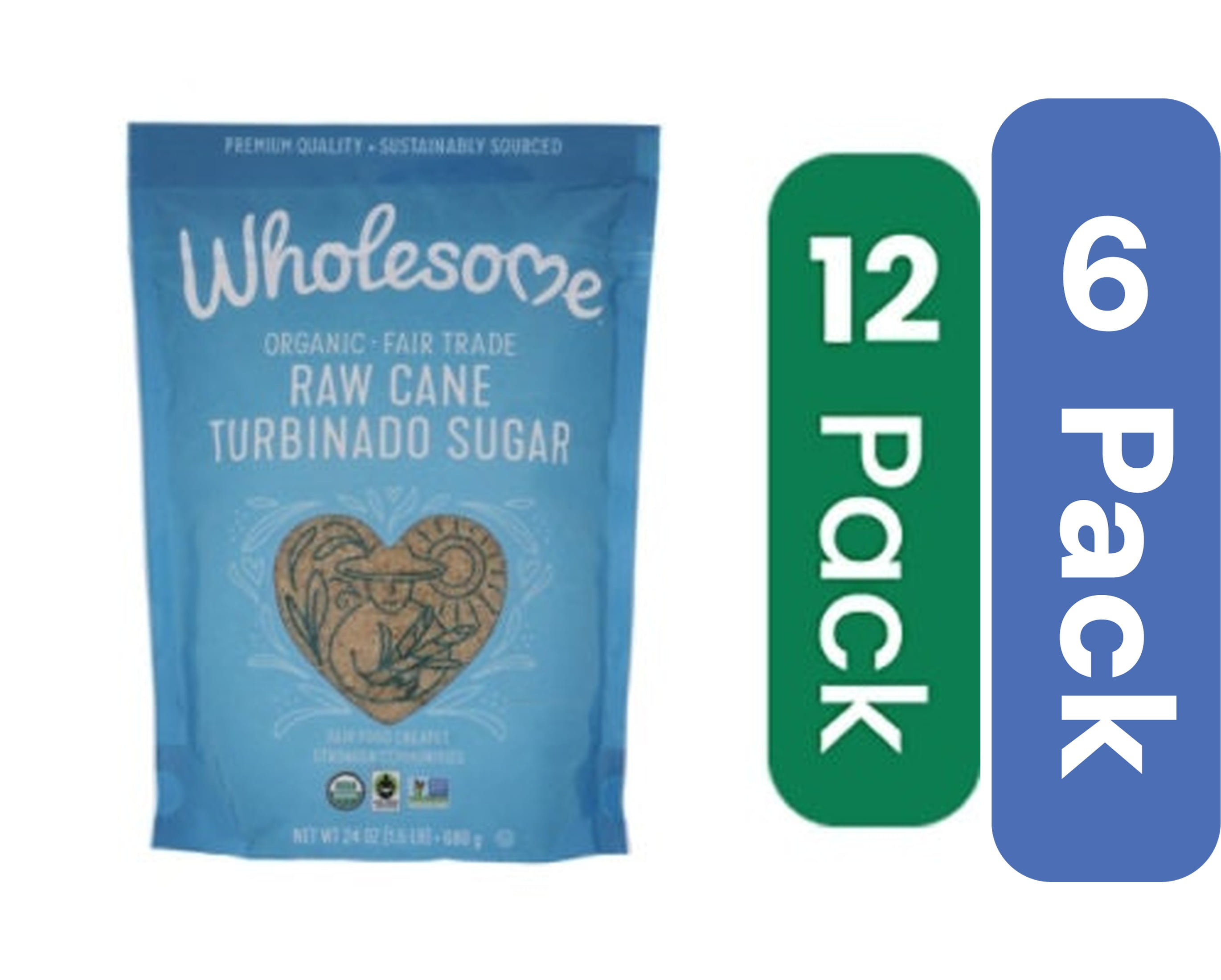 Wholesome Organic Turbinado Raw Sugar 24 oz (Pack Of 6)