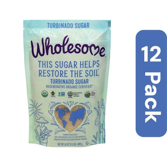 Wholesome Regenerative Organic Turbinado Sugar 24 oz (Pack of 12)