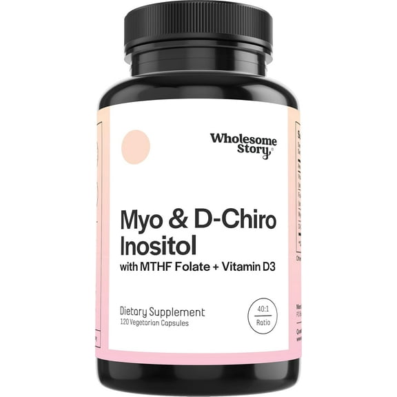 Wholesome Story Myo-Inositol & D-Chiro Inositol Capsules Hormone Balance & Fertility Support, 120 Ct