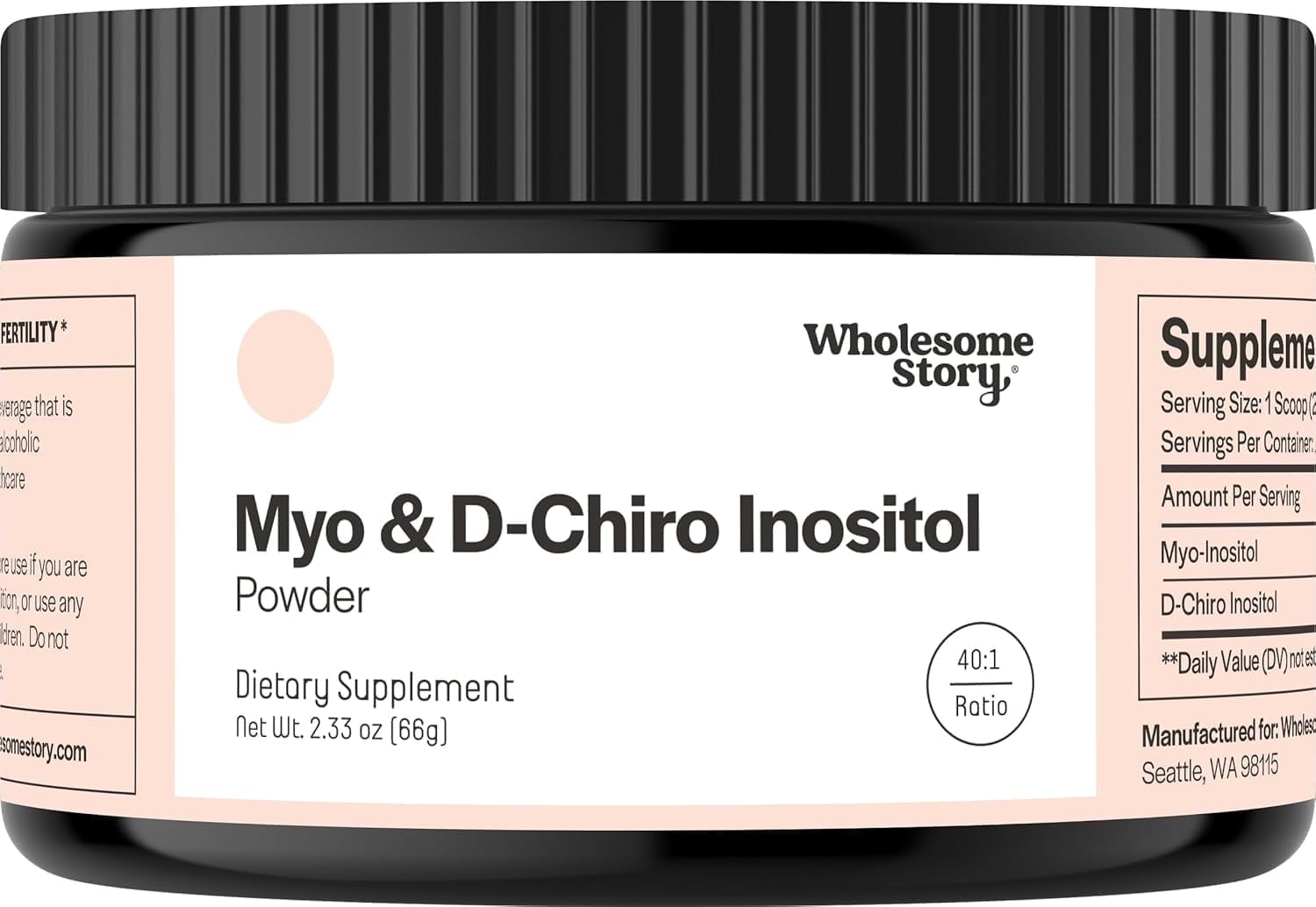 Wholesome Story Myo-Inositol & D-Chiro Inositol Powder Hormonal Balance Support Supplement, 2.17 oz