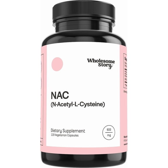 Wholesome Story 600mg N Acetyl Cysteine Supplement for Liver, Lung, & Fertility Support, 120 Caps