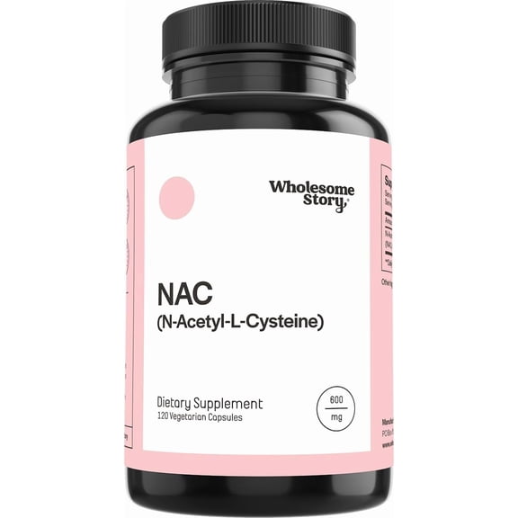 Wholesome Story 600mg N Acetyl Cysteine Supplement for Liver, Lung, & Fertility Support, 120 Caps