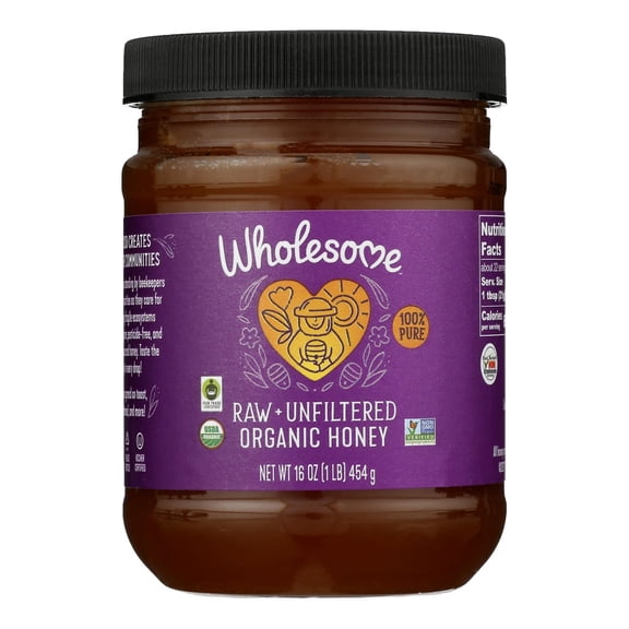 Wholesome Sweeteners Organic Raw Honey - Liquid Sweetener - Case of 6 - 16 oz.