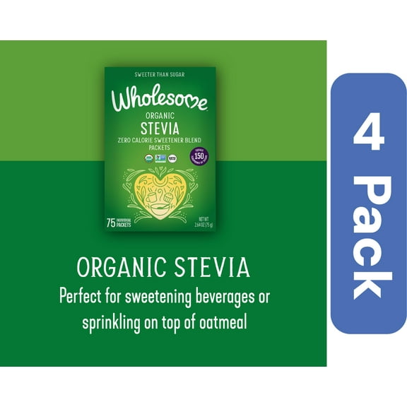Wholesome Sweeteners Organic Stevia 75-Pack 2.65 oz (Pack of 4)