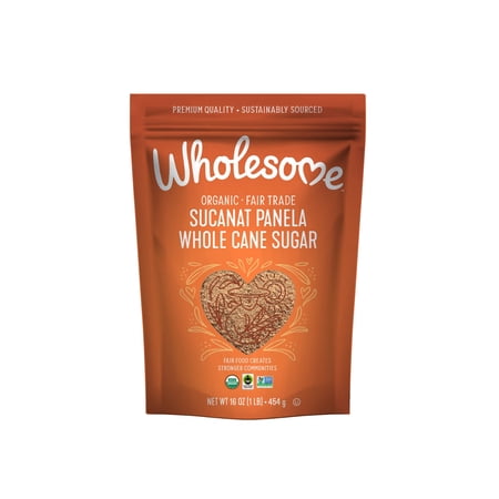 Wholesome Sweeteners Organic Sucanat, Unrefined Whole Cane Sugar, Fair Trade, Non GMO & Gluten Free, 1 Pound (Pack of 12) (45025)
