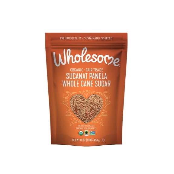 Wholesome Sweeteners Organic Sucanat, Unrefined Whole Cane Sugar, Fair Trade, Non GMO & Gluten Free, 1 Pound (Pack of 12) (45025)