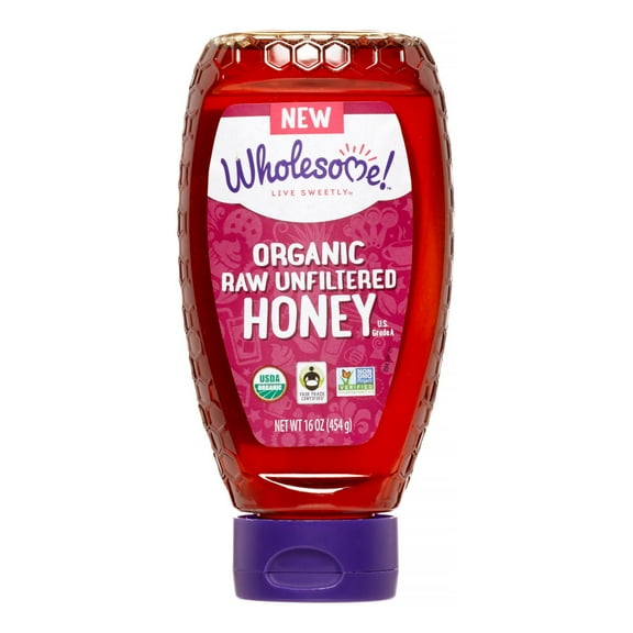 Wholesome Sweeteners Raw Honey, Unfiltered, Squeeze Bottle, 16 Oz