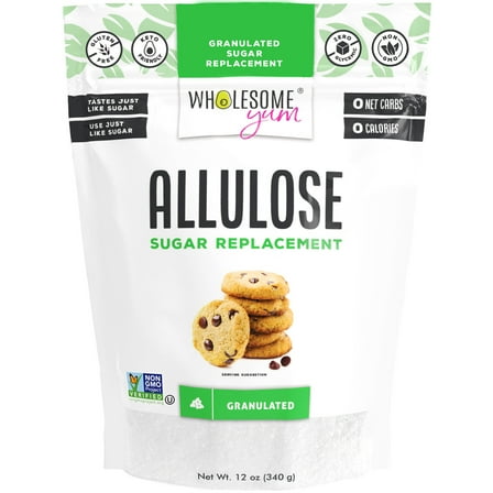 Wholesome Yum Allulose Sweetener - Natural Granulated Sugar Substitute - Keto, Non GMO, Zero Carb, Zero Calorie, No Aftertaste Tummy Friendly  (12 oz)