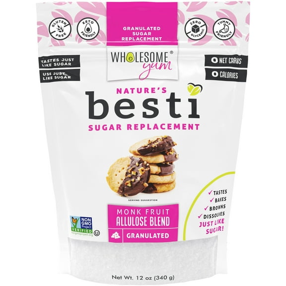 Wholesome Yum Besti 1:1 Natural Sugar Replacement - Monk Fruit Sweetener with Allulose, 12 oz