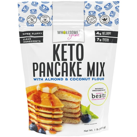 Wholesome Yum Fluffy Keto Pancake Mix - Low Carb Almond Flour Pancake Mix, 16 oz