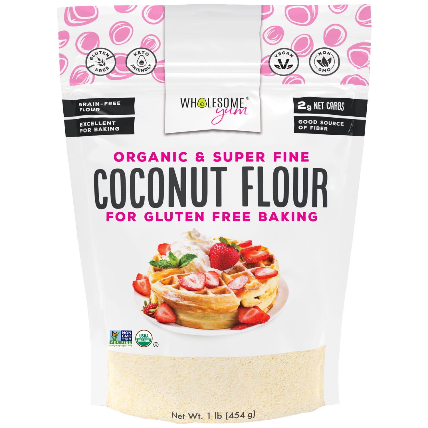 Wholesome Yum Premium Organic Coconut Flour, 16 oz - Gluten Free, Non GMO, Keto Friendly