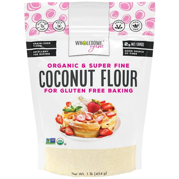 Wholesome Yum Premium Organic Coconut Flour, 16 oz - Gluten Free, Non GMO, Keto Friendly
