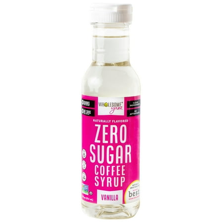 Wholesome Yum Zero Sugar Coffee Syrup - Sugar Free Vanilla Syrup with Monk Fruit & Allulose, 12 fl oz Bottle