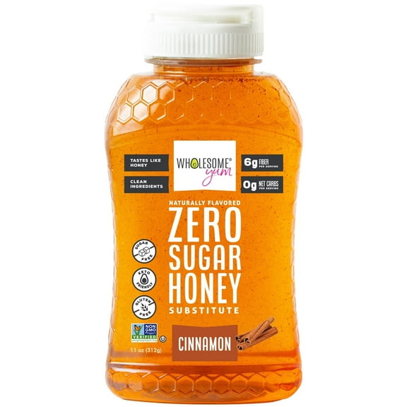 Wholesome Yum Zero Sugar Honey Substitute - Sweet Cinnamon - Natural Sugar Free Honey Alternative with Monk Fruit & Allulose - 0 Net Carbs (11 oz)