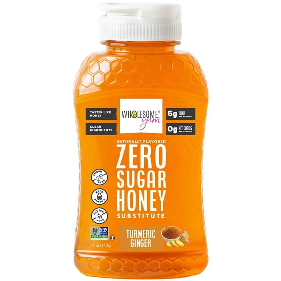 Wholesome Yum Zero Sugar Honey Substitute - Turmeric Ginger - Natural Sugar Free Honey Alternative with Monk Fruit & Allulose - 0 Net Carbs (11 oz)