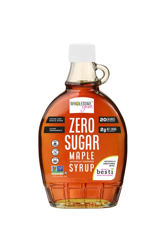 Zero Sugar Maple Syrup - Sugar Free Pancake Syrup with Monk Fruit & Allulose, 12 fl oz Glass Bottle