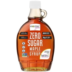 Wholesome Yum Zero Sugar Maple Syrup - Sugar Free Pancake Syrup with Monk Fruit & Allulose, 12 fl oz Glass Bottle