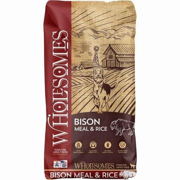 Wholesomes 2100180 Whole Grain Adult Dog Food - Bison & Rice - 35 lbs