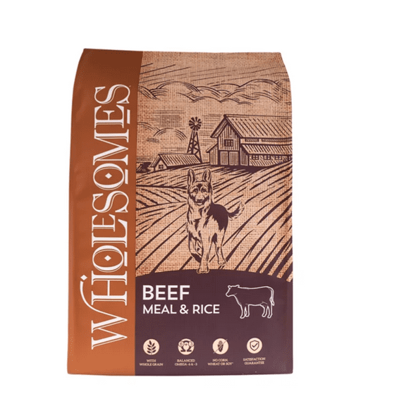 Wholesomes Adult Beef Meal and Rice Recipe Dry Dog Food, 40 lb. Bag
