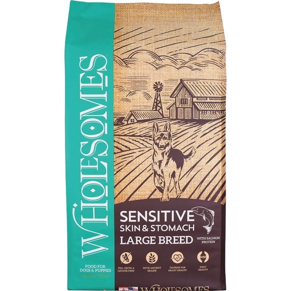 Wholesomes Adult Large Breed Sensitive Skin and Stomach Salmon Dry Dog Food - 30 lbs