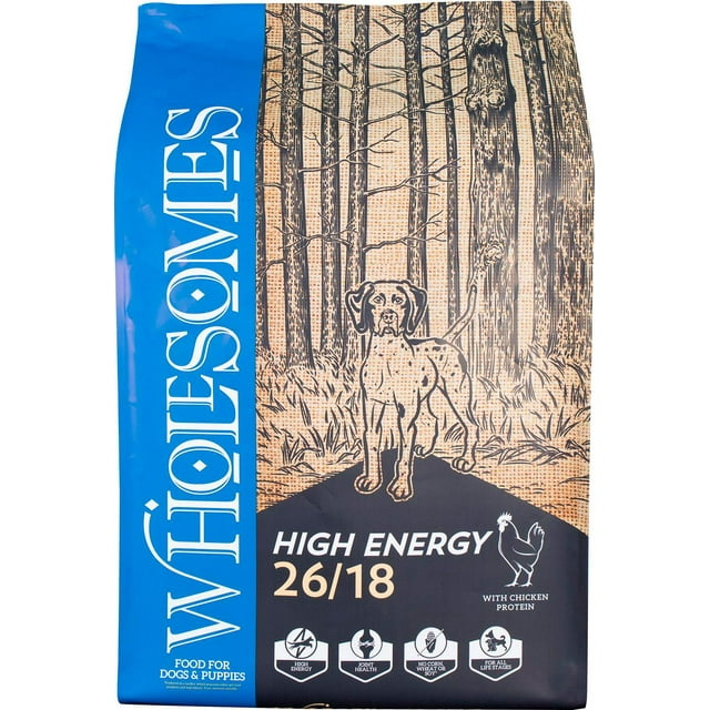 Wholesomes High Energy 26/18 Chicken Recipe Dry Dog Food 40 lb