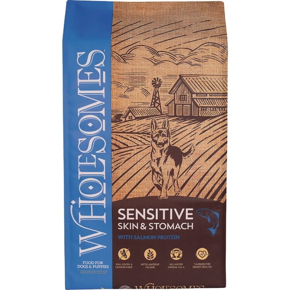 Wholesomes Sensitive Salmon & Brown Rice Dry Dog Food - All Lifestages, Kibble - 1 Count — Residential Use, Standard Application