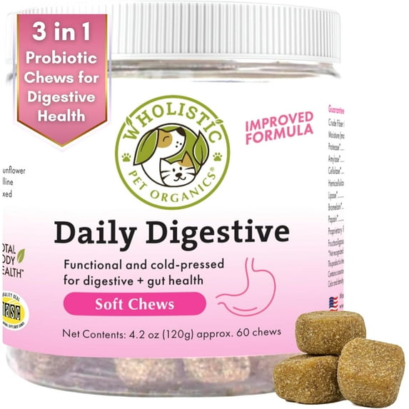 Wholistic Pet Organics Digest All Plus Digestion Support Dog Supplement, 60 Ct