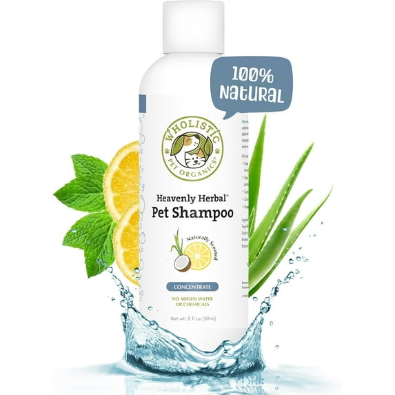 Wholistic Pet Organics Herbal Dog Shampoo - 16 Fl Oz - Non Toxic Concentrated Formula