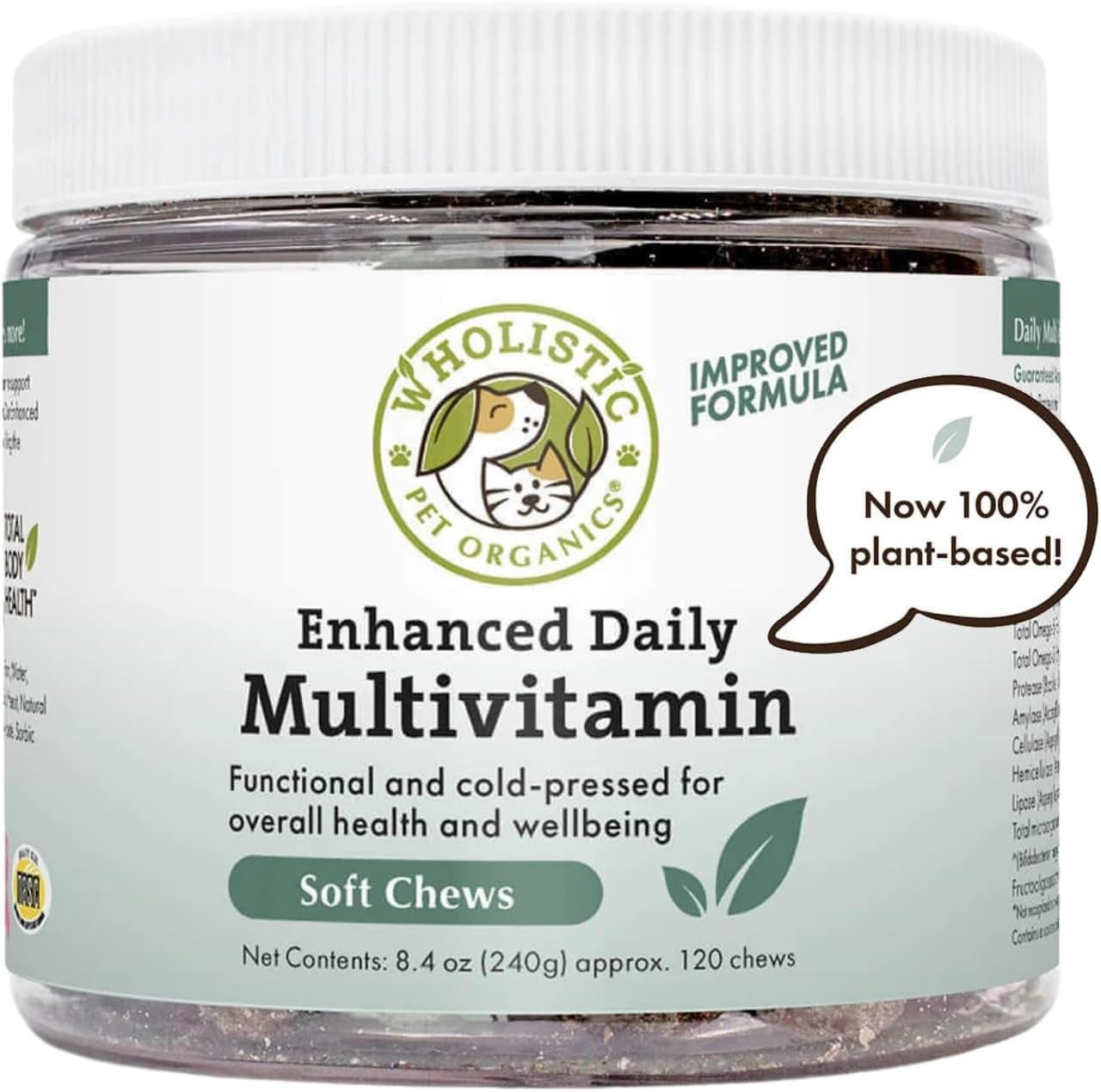 Wholistic Pet Organics: Multivitamin Chews for Dogs Organic Homemade Dog Treat for Medium and Small Dogs Calming Chews for Dogs Food Puppy Multivitamin Probiotics Immune Support Supplement - 120 Count