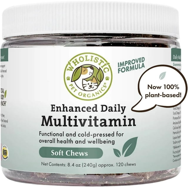 Wholistic Pet Organics: Multivitamin Chews for Dogs Organic Homemade Dog Treat for Medium and Small Dogs Calming Chews for Dogs Food Puppy Multivitamin Probiotics Immune Support Supplement - 120 Count