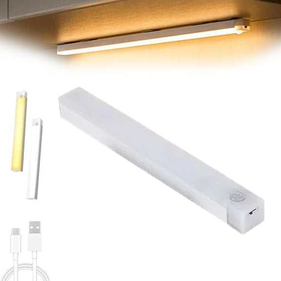 Whollyas Light, Punch-Free Smart Sensor Magnetic Rechargeable LED Lights with Smart Sensor, Wireless Motion Sensor Indoor Lights, 120° Wide Range Sensing Area for Kitchen, Cabinet (warm-20cm-1)