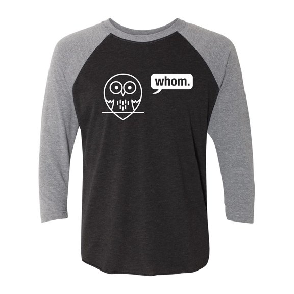 Whom (owl) Unisex 3/4 Sleeve Baseball Raglan Tee