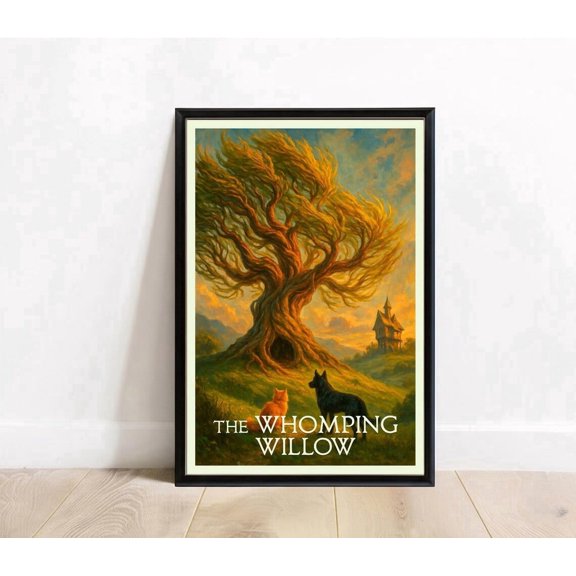 Whomping Willow Wall Art Print With Hogwarts Tree And Wizarding World Decor