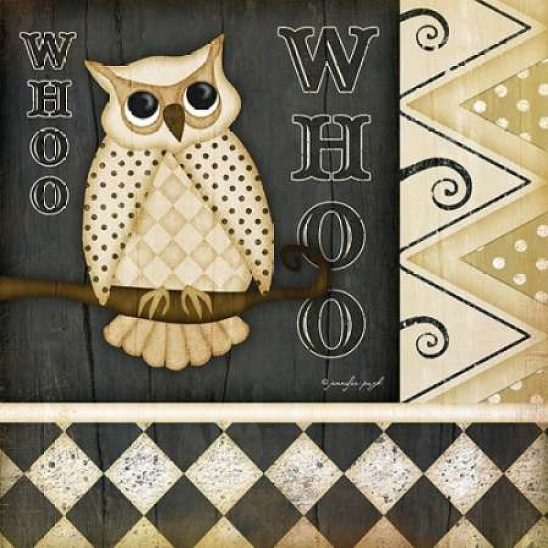 Whoo Owl Canvas Art - Jennifer Pugh (24 x 24)