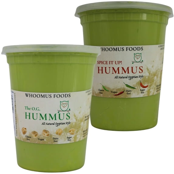 Whoomus All Natural Gourmet Hummus O.G. & Zesty Serrano Flavor - Family Size, 32oz, 2 Pack