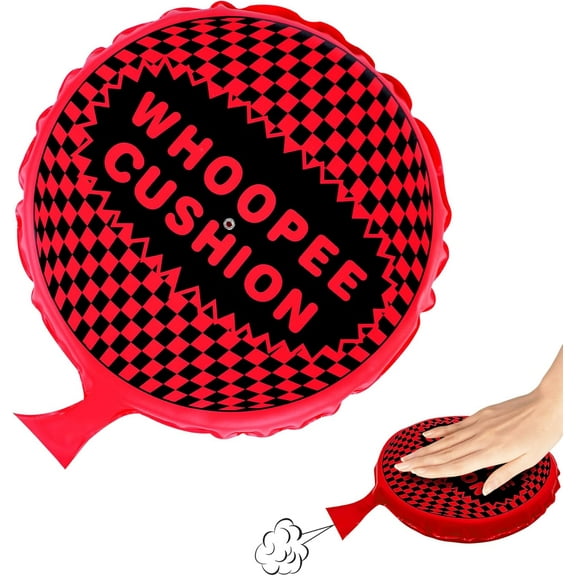 Whoopie Cushion, 8" Woopie Cushion, Self Inflating Whoopee Cushion, Novelty Prank Fart Cushion for Hilarious Gags and Parties, Red