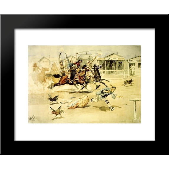 Whooping It Up 20x24 Framed Art Print by Charles M. Russell