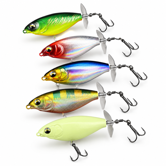 Whopper Fishing Lure For Bpopper Top Water Lures With Floating Rotating Tail Barb Treble Hooks In Saltwater Freshwater Plopping Ki