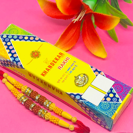 WhopperIndia Set of Two Rakhi, Rudraksha Rakhi Rakhi for Brother, Raksha Bandha Gift for your brother, Color Vary and Multi Design