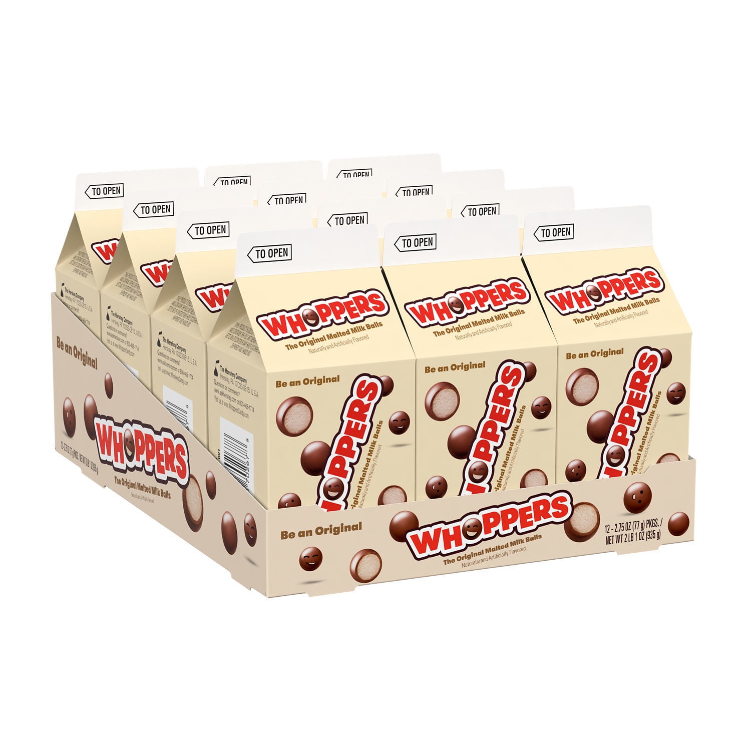 Whoppers Malted Milk Balls Candy, Cartons 2.75 oz, 12 Count