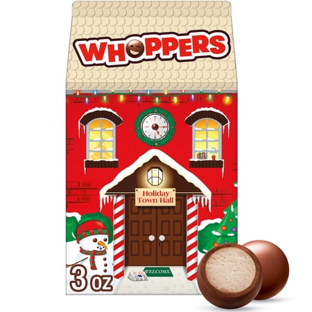 Whoppers Malted Milk Balls Christmas Holiday Candy Stocking Stuffers, Carton 3 oz