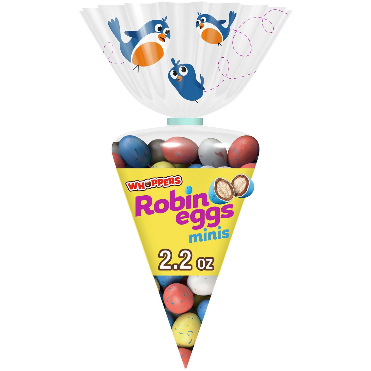 WHOPPERS Robin Eggs Minis Malted Milk Balls, Easter Candy Gift Bag, 2.2 oz