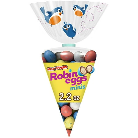 WHOPPERS Robin Eggs Minis Malted Milk Balls, Easter Candy Gift Bag, 2.2 oz