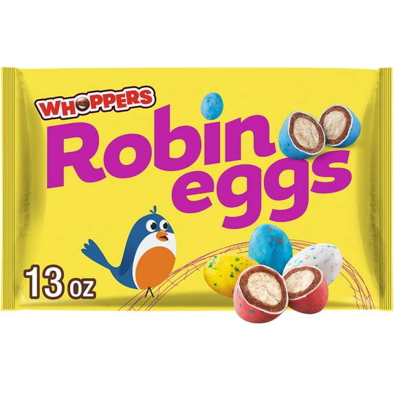 Whoppers Robin Eggs Malted Milk Balls Easter Candy, Bag 13 oz