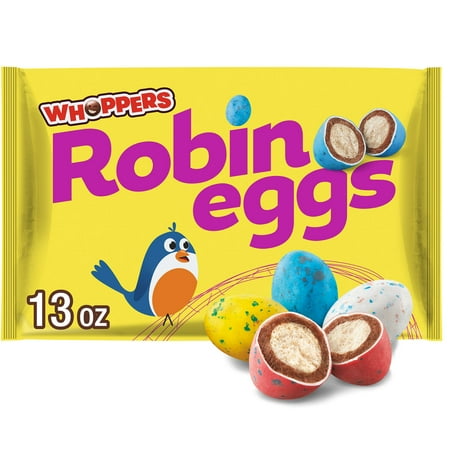 Whoppers Robin Eggs Malted Milk Balls Easter Candy, Bag 13 oz